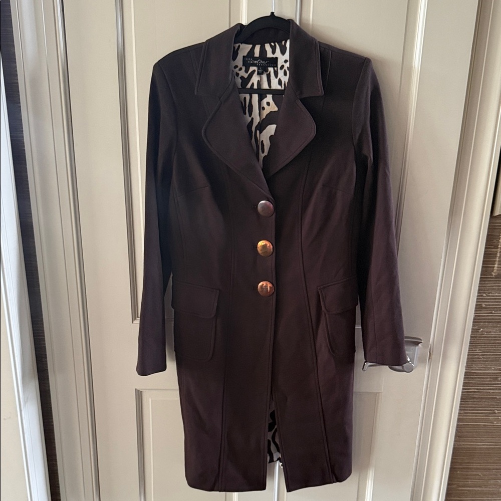 Cache Elegant Dark Brown Blazer with Gold Accents